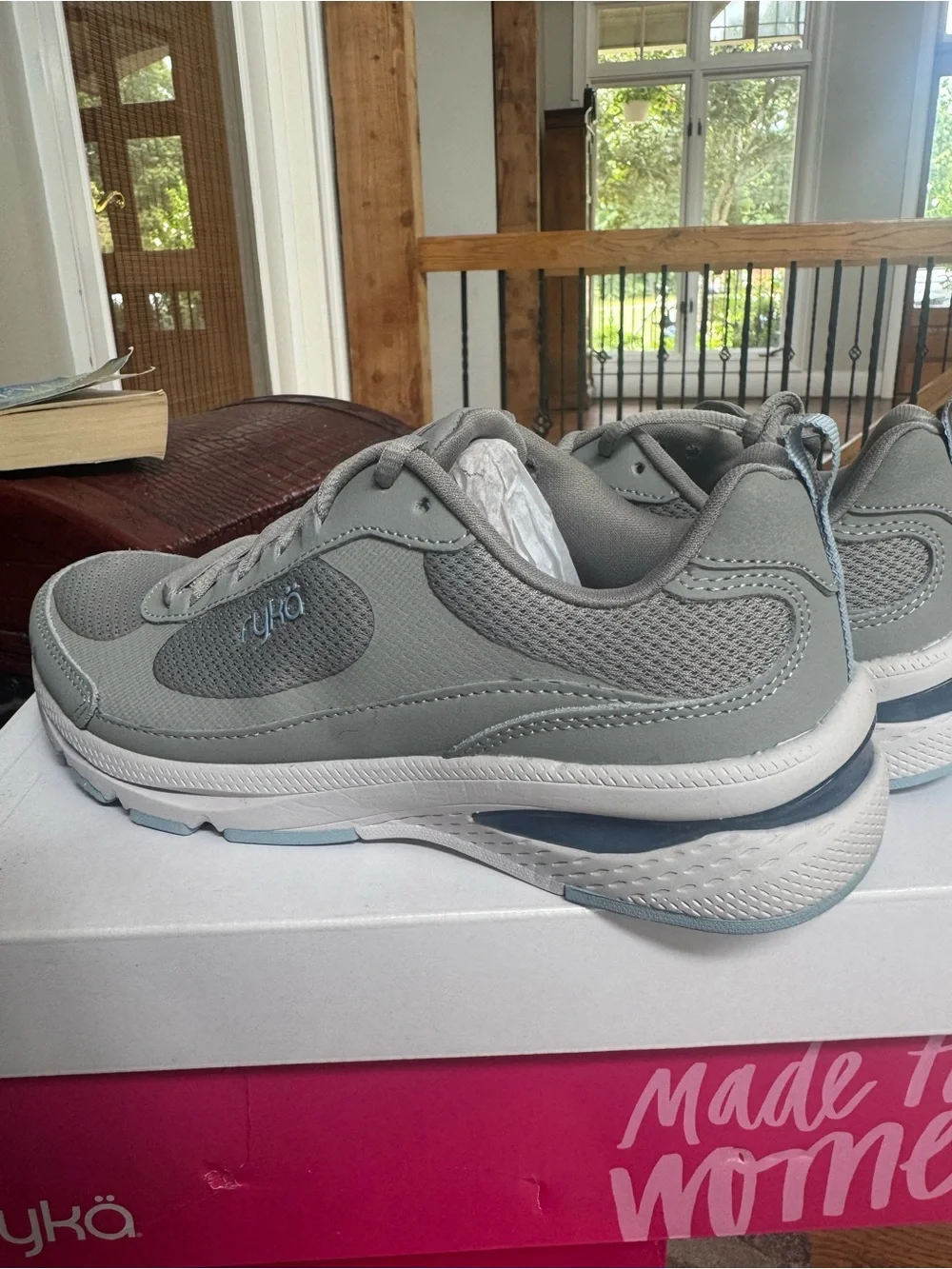 Ryka Brave Light Gray Blue Athletic Walking Sneakers